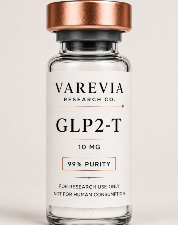 Technical Specification: GLP2-T, a structurally stabilized Glucagon-Like Peptide-2 (GLP-2) analog, supplied as a lyophilized powder for in vitro and controlled laboratory research focusing on epithelial signaling, cellular proliferation assays, and receptor kinetics.