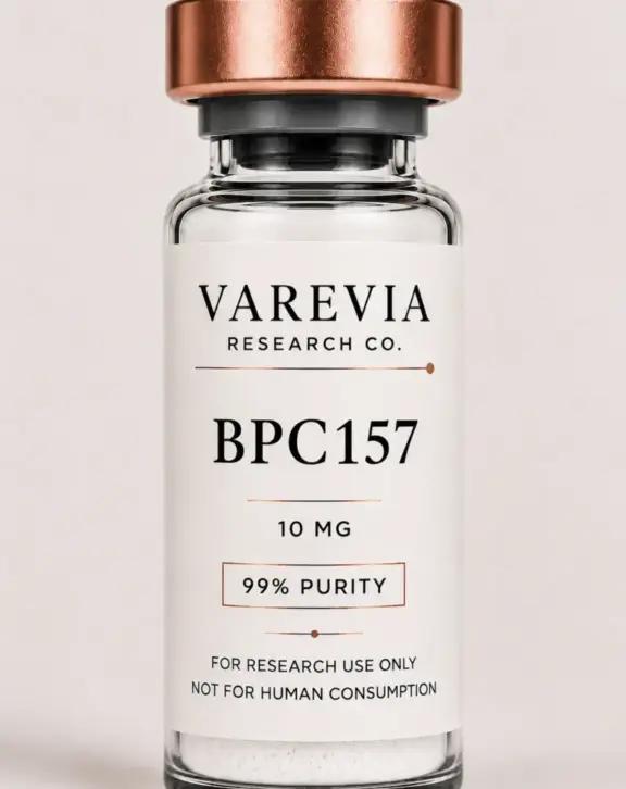 Technical Specification: BPC-157, a synthetic 15-amino acid peptide originally derived from a protective protein found in human gastric juice, supplied as a lyophilized powder for in vitro and animal model research focusing on angiogenesis, nitric oxide signaling, and tissue remodeling pathways.