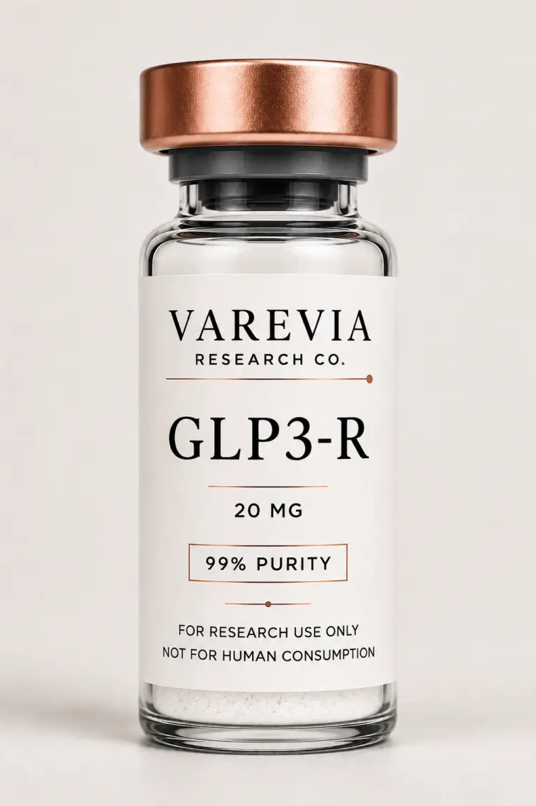 Technical Specification: GLP3-R, a synthetic incretin-related research peptide designed to investigate multi-receptor cross-activation and downstream cAMP and β-arrestin signaling pathways, supplied as a lyophilized powder for in vitro and cellular model research.