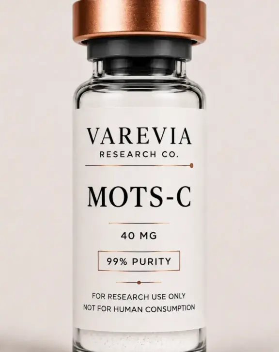 Technical Specification: MOTS-c (Mitochondrial Open Reading Frame of the 12S rRNA-c), a 16-amino acid mitochondrial-derived peptide, supplied as a lyophilized powder for in vitro and animal model research focusing on metabolic homeostasis, AMPK activation, and mitonuclear communication.
