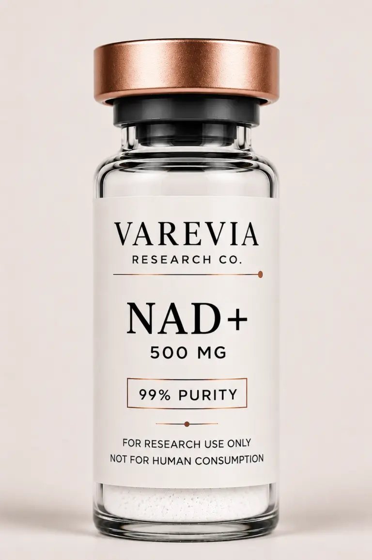 Technical Specification: NAD+ (Nicotinamide Adenine Dinucleotide), a fundamental coenzyme found in all living cells, supplied as a lyophilized powder for in vitro and animal model research focusing on cellular metabolism, mitochondrial bioenergetics, and sirtuin-mediated signaling pathways.